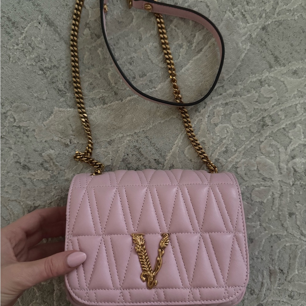 Versace Nappa Quilted Chain Shoulder Bag